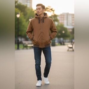 H&M Divided Brown Hooded Bomber Jacket Medium